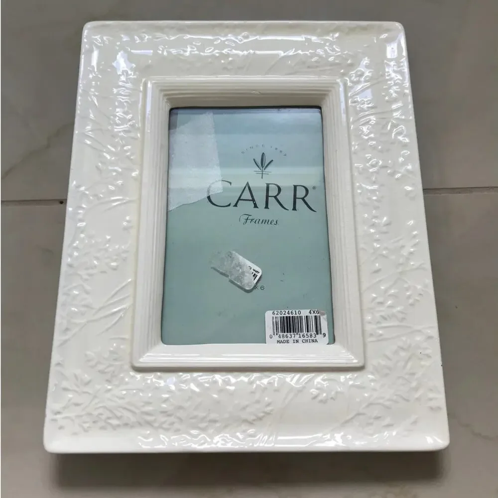 new CARR Frames ivory white porcelain floral simple 4x6